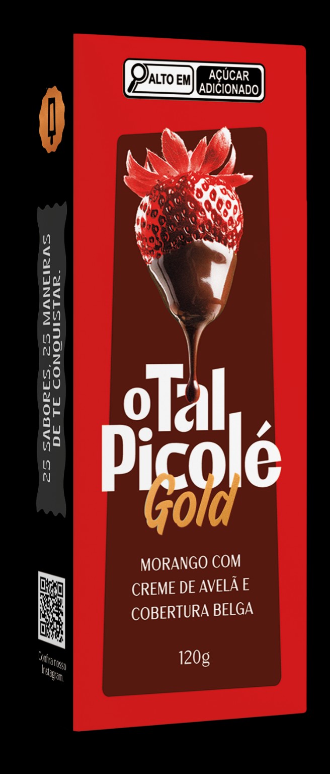 Embalagem Gold Morango com Creme de Avelã e Cobertura Belga